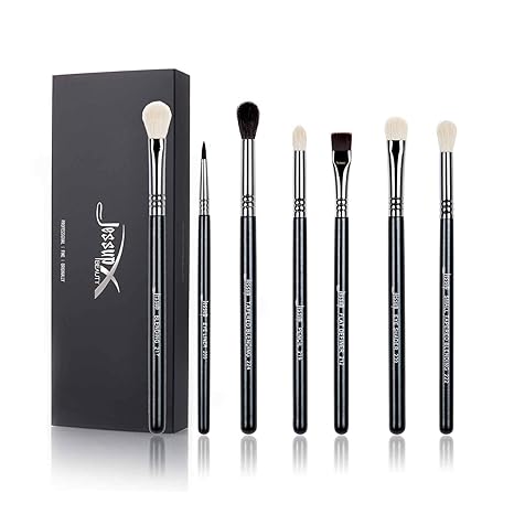 Jessup Brand 7pcs Black Silver Professional Makeup Brush Set