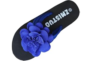 Women's Floral Platform Flip Flops Boho Open Toe Slip On Flat Sandals Beach Vacation Slippers
