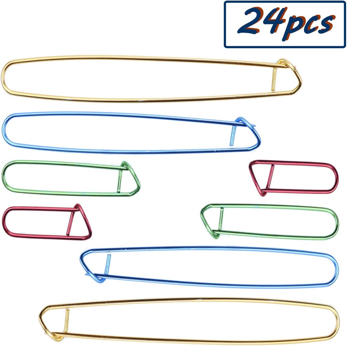 Heatoe 24 Pcs Knitting Stitch Holders,Yarn Stitch Holder Safety Pins Set for Knitting Notions Or Crochet, 6 Sizes, Mixed Color