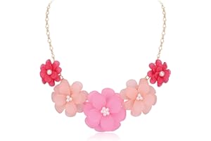 Flyonce Flower Collar Necklace, Floral Flowers Statement Summer Beach Chokers Necklaces for Women