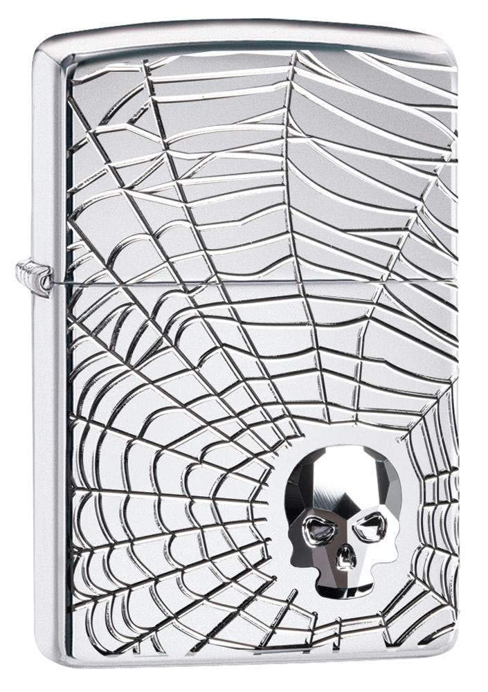 Zippo Unisex's Skull Design Pocket Lighter, High Polish Chrome Spider Web, One size — image 1