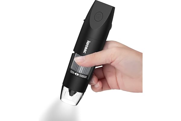 Digital Microscope Wireless Pocket Handheld USB Microscopes, 50x-1000x Zoom Fixed Focus HD Magnifier with LEDs, Inspection Camera Compatible with iPhone, Android Phone, MacBook, Windows PC (Black)