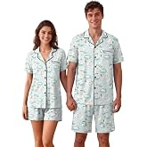 Ekouaer Matching Pajamas for Couples Short Sleeve Pjs 2 Piece Lounge Sets | Soft Lightweight, Button Up Top, Adjustable Strap, Pockets, His & Hers, Family, Wedding, Bridal, Party, Date Night, Gifts