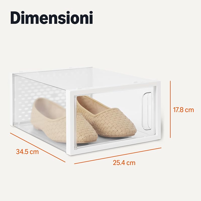 Scatole per scarpe impilabili e pieghevoli, formato grande, confezione da 12, Trasparente — foto 5 di 5