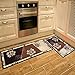 Seamersey Home and Kitchen Rugs Peony Pattern 4 Size 2 Pieces Decorative Non-Slip Rubber Backing Doormat Runner Area Mats Sets