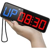 ANJANK Small Portable Gym Timer Clock, Strong Magnet, Workout Interval Timer with Powerful Battery, Stopwatch, Remote Control, Adjustable Brightness, Fitness Digital Timer for Home/Garage/Boxing