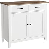 HORSTORS Kitchen Storage Cabinet, Modern Farmhouse Buffet Cabinet with Storage, Coffee Bar with 2 Drawers and 2 Doors, Floor
