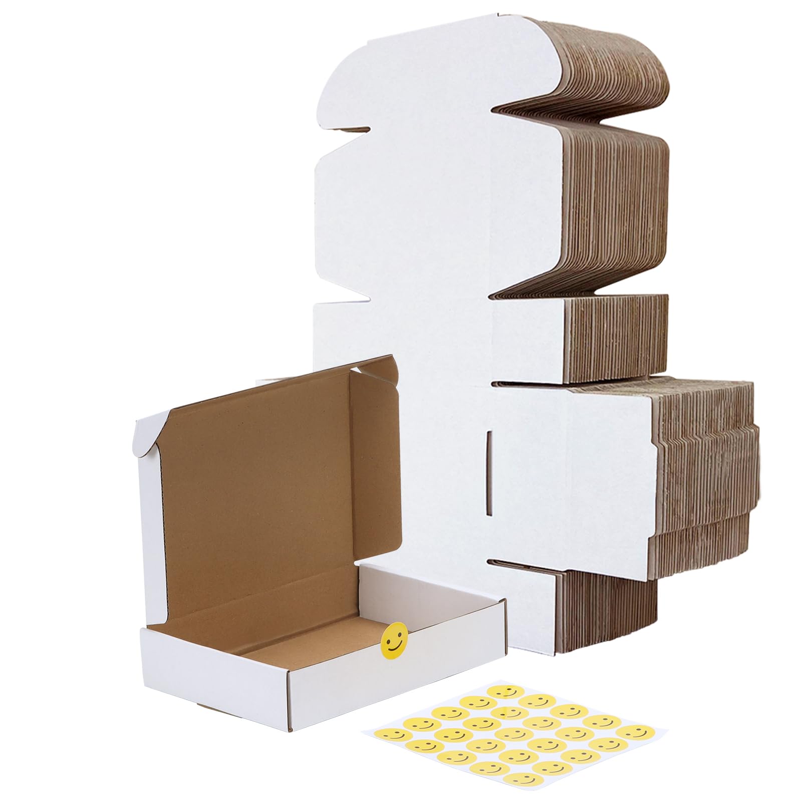RLAVBL 8x5.5x1.6 Shipping Boxes Set of 25, White Corrugated Cardboard Box for Packing, Mailing, Business