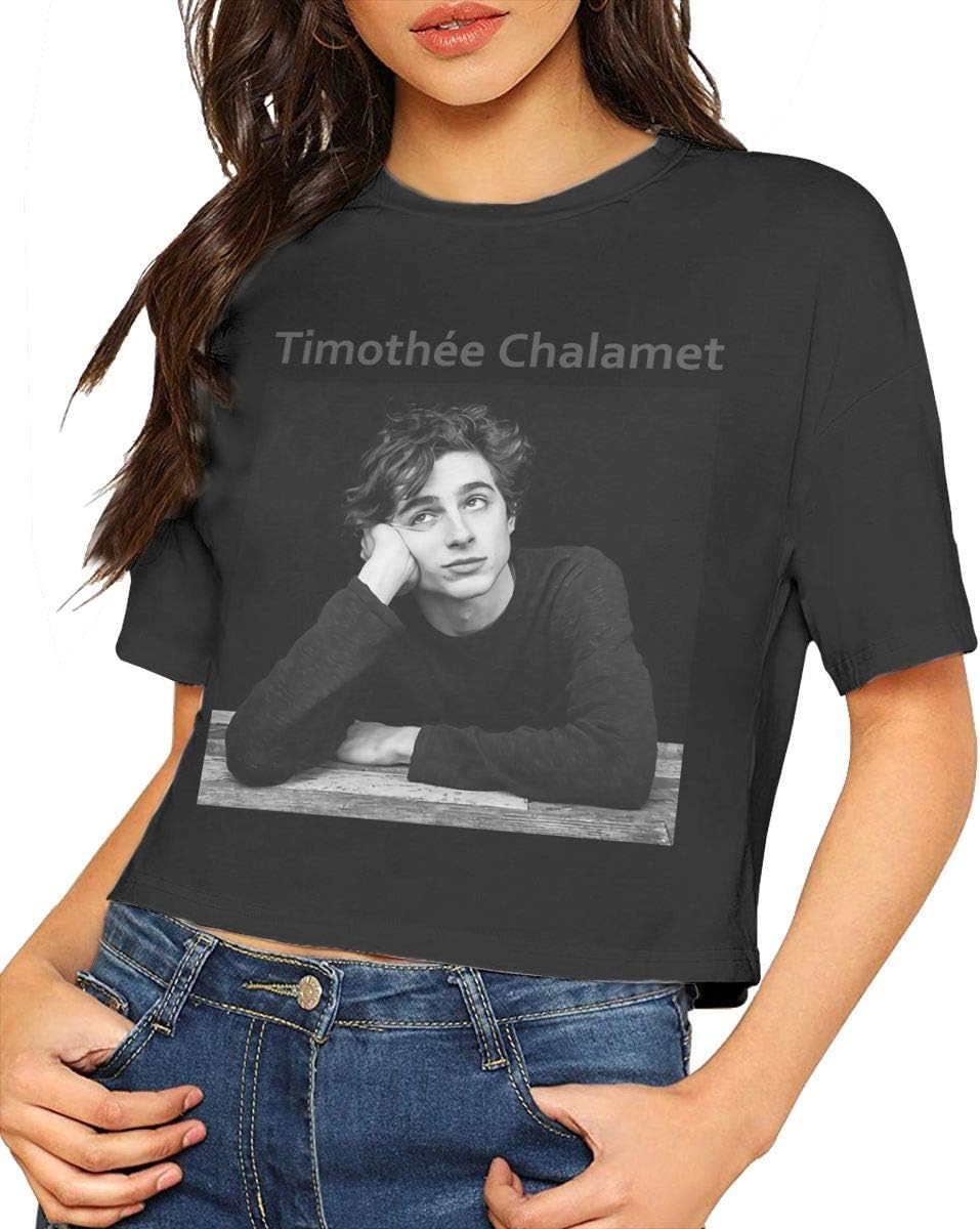 Timothee Chalamet Shirt Women's Crop Top Short Sleeve T-Shirt Crew Neck Blouse
