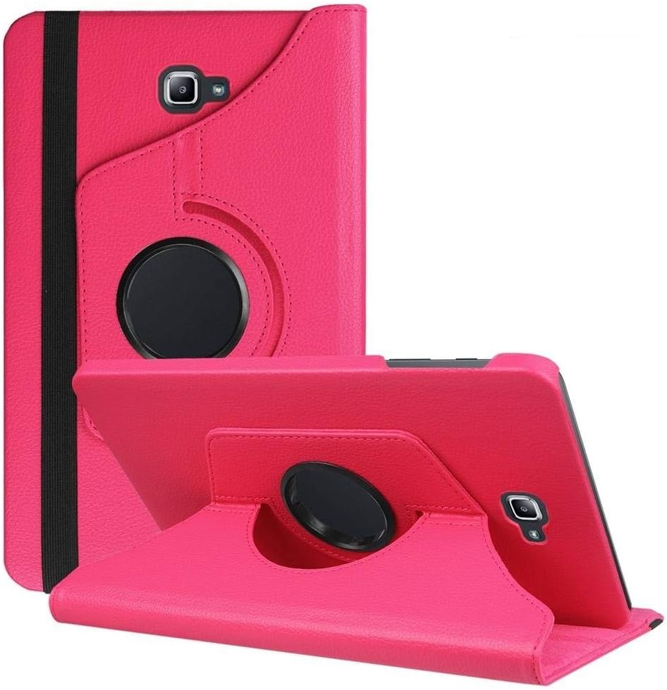 Samsung Galaxy TAB A 10.1 SM-T580 Case, 360 Degree Rotating PU Leather Case Smart Cover for Samsung Galaxy TAB A 10.1 SM-T580 SM-T585 (Hot Pink)