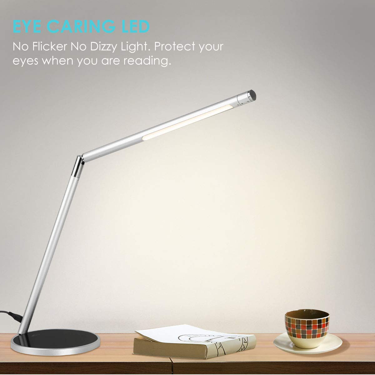 Joly Joy LED Desk lamp with Touch Control, Dimmable Table Lamp, Eye- Care Office Light, 6 Color Temperatures with 4 Brightness Levels, Memory Function, 10 and 40 Minute Timer