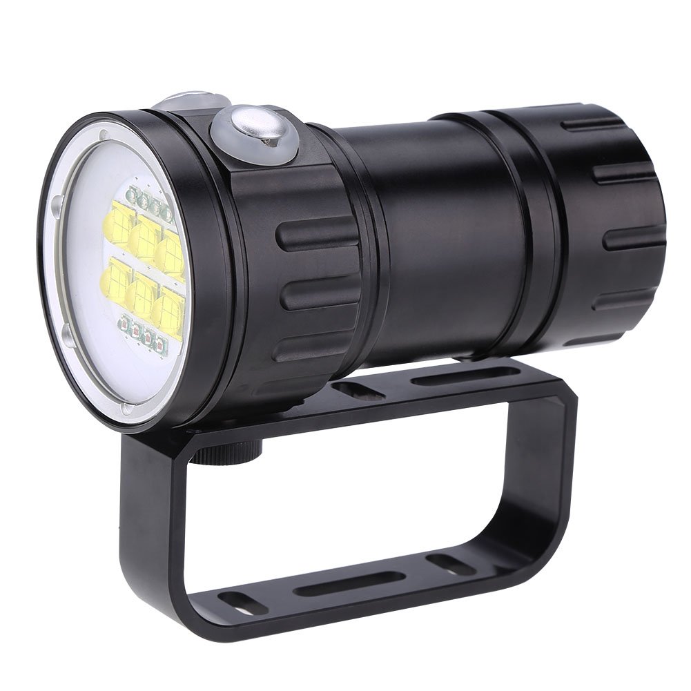 Dive Light, Portable Waterproof 6 x L2 Submarine 28800Lm Bright LED Pocket Underwater Scuba Diving 80m Flashlight Lighting Lamp Light Handheld Video Photography Torch with Bracket