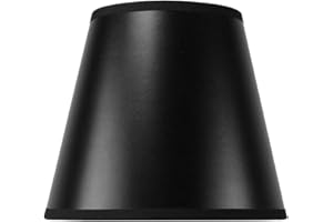 HOMECONCEPT 5x8x7 Black CLIP ON Empire Hard Back Lampshade with Gold Lining - Perfect for small table lamps, desk lamps, and accent lights -Small, Black