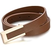 TOURZOO Genuine Leather Belts for Women Skinny Waist Belt for Dresses Jeans Pants with Gold Buckle