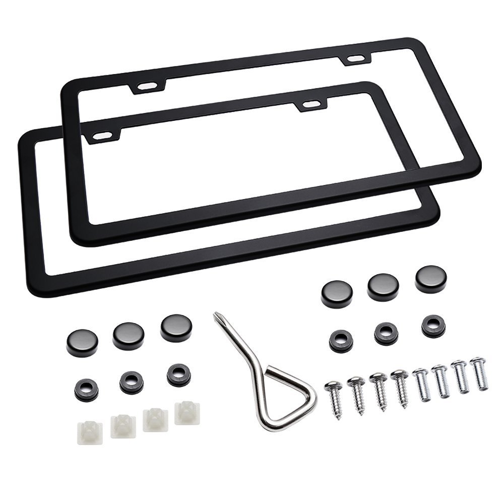 Buy Black License Plate Frames, Ohuhu 2 PCS Matte Aluminum Car License