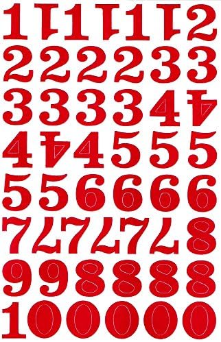 "10 Sheets" "1.1 Inches" Numbers Sticker Decal Graphic Logo Sign Office Car Red