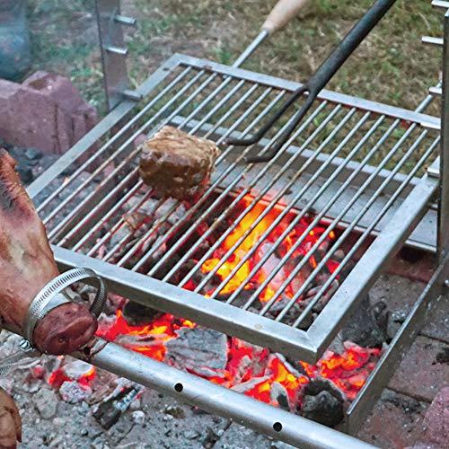 SPITJACK Portable Camping Grill. Cook Over a Fireplace or Campfire with an All Stainless Steel Cooking Grate and Drip Pan
