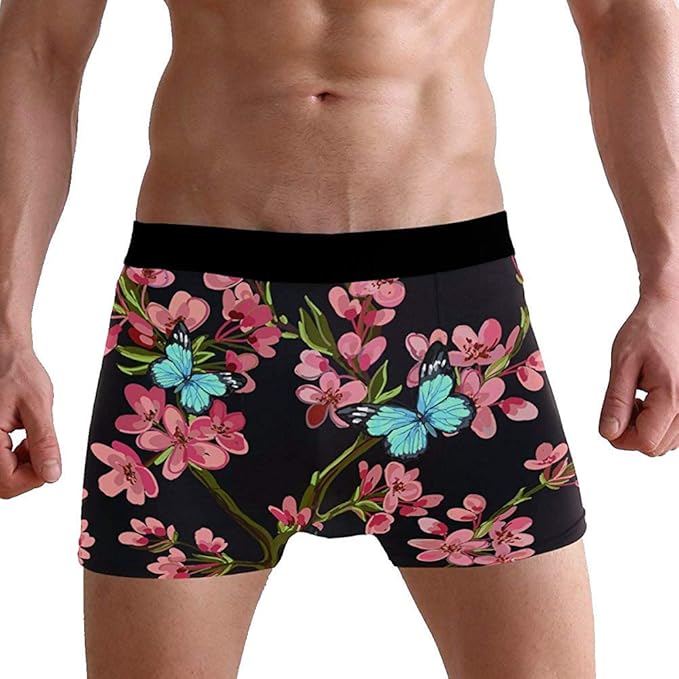 Adamitt Japanische Blume Sakura Baum Schmetterling Boxer Briefs Weiche