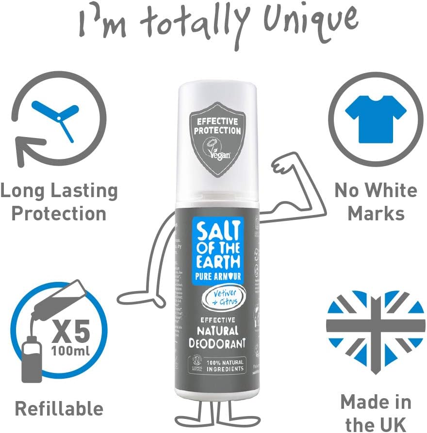 Salt of the Earth, Refillable Natural Deodorant Spray, 100% Natural Origin Ingredients, Vegan, Long Lasting Protection - Image 4