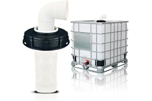 ESAMPLOE IBC Tote Cover,163 mm IBC Tote Adapter,IBC Tote Cover with Nylon Strainer,Rugged IBC Tote Cover for 275 Gallon Water Tanks,163mm Diameter Rainwater Collection System Fitting(90 °)