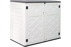 KINYING Larger Outdoor Storage Shed Weather Resistance, Horizontal Outdoor Storage Box Waterproof for Garden, Patios, Backyards, 48 Cu.ft Capacity for Garbage Cans, Lawn Mower, Garden Tools
