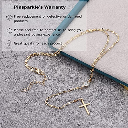 Pinsparkle Cross Necklaces For Women Men 5A Cubic Zirconia Y Necklace Dainty Necklace Silver Cross Chain