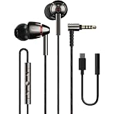 1MORE Quad Driver Wired in-Ear Headphones, Professional Hi-Res Earphones | Hi-Res Audio, High Fidelity Sound, 3.5mm to Type-C Adapter, Clear MEMS Mic, Professional Noise Isolating