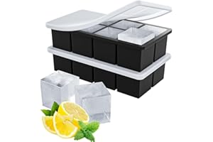 2" Large Square Silicone Ice Cube Tray for Freezer, 8 Cavity Big Old Fashioned Ice Cube Mold for Whiskey,Craft Ice Cube Molds