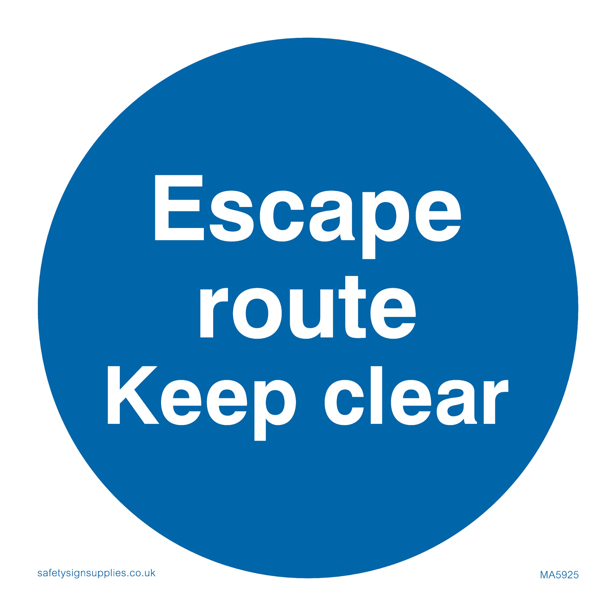 Escape route keep clear Sign - 200x200mm - S20