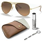 Ray-Ban RB3025 AVIATOR GRADIENT POLARIZED Pilot Shaped Sunglasses for Men & Women with Official RAYBAN Eyewear Kit