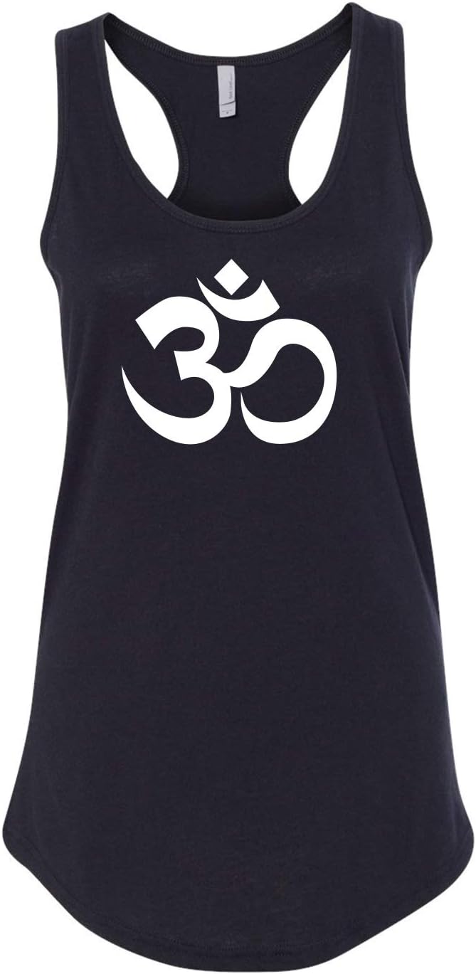 Om Symbol Simple Yoga Meditation Printed Ladies Next Level Brand Sleeveless Racerback Tank Top