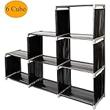 Rampmu DIY 6-Cube Closet Organizer, 3 Tier Storage Shelves Bookcase Bookshelf Clothes Cabinets for Bedroom Living Room Office