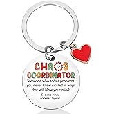 Koazava Chaos Coordinator Keychain, Cute Boho Rainbow Keychain with Heart Charm, Retractable Stainless Steel Key Ring for Nurse Doctor Medical Assistant Officer Worker Teacher Students
