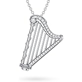 BHUBREA Diamond Harp Necklace for Women 925 Sterling Silver Musical Instrument Pendant Necklaces with Diamond 18K Gold Plated Music Lover Jewelry Gift