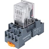 Electromagnetic Power Relay, 14-Pin 5A 110/120 AC Relay Coil with Socket Base, LED Indicator, 4PDT 4NO 4NC - MY4NJ [Applicable for DIN Rail System]