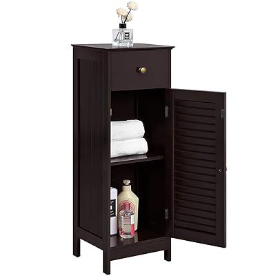 YAHEETECH Bathroom Floor Storage Cabinet with Drawer and Door