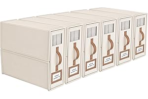 BigPonPon 6 Pack Bed Sheets Organizers And Storage (King Size),Foldable Sheet Organizer With Handle For Linen Closet,Bedding Organizer Storage For Sheets, Duvet Cover (Beige, XCDSN-002