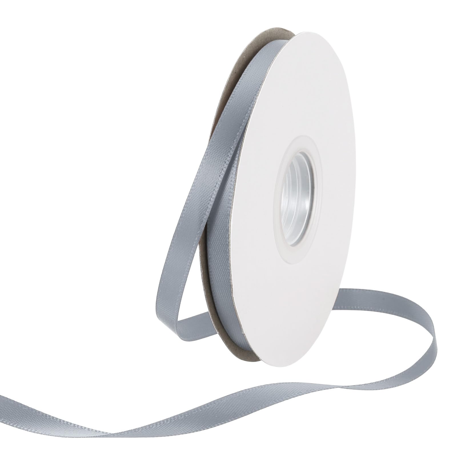 Rebower 6mm Satin Ribbon 46m Thick Double Face Grosgrain Silk Ribbon, [for Gift Wrapping, Hair Bows, Wedding, Cake, Flower] - 50 Yard/150ft/ Steel Grey — image 1