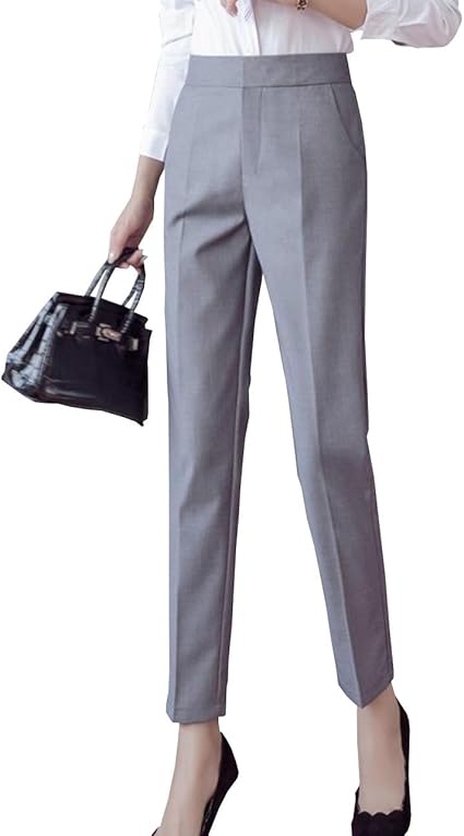 Amazon Duwei ドゥウェイ スラックス 九分丈 春夏 薄手 ロングパンツ レディース スーツパンツ 無地 ストレート 通勤 通学 ビジネス テーパードパンツ ゆったり ストレッチ フォーマル カジュアル カプリ クロップトパンツ 通販