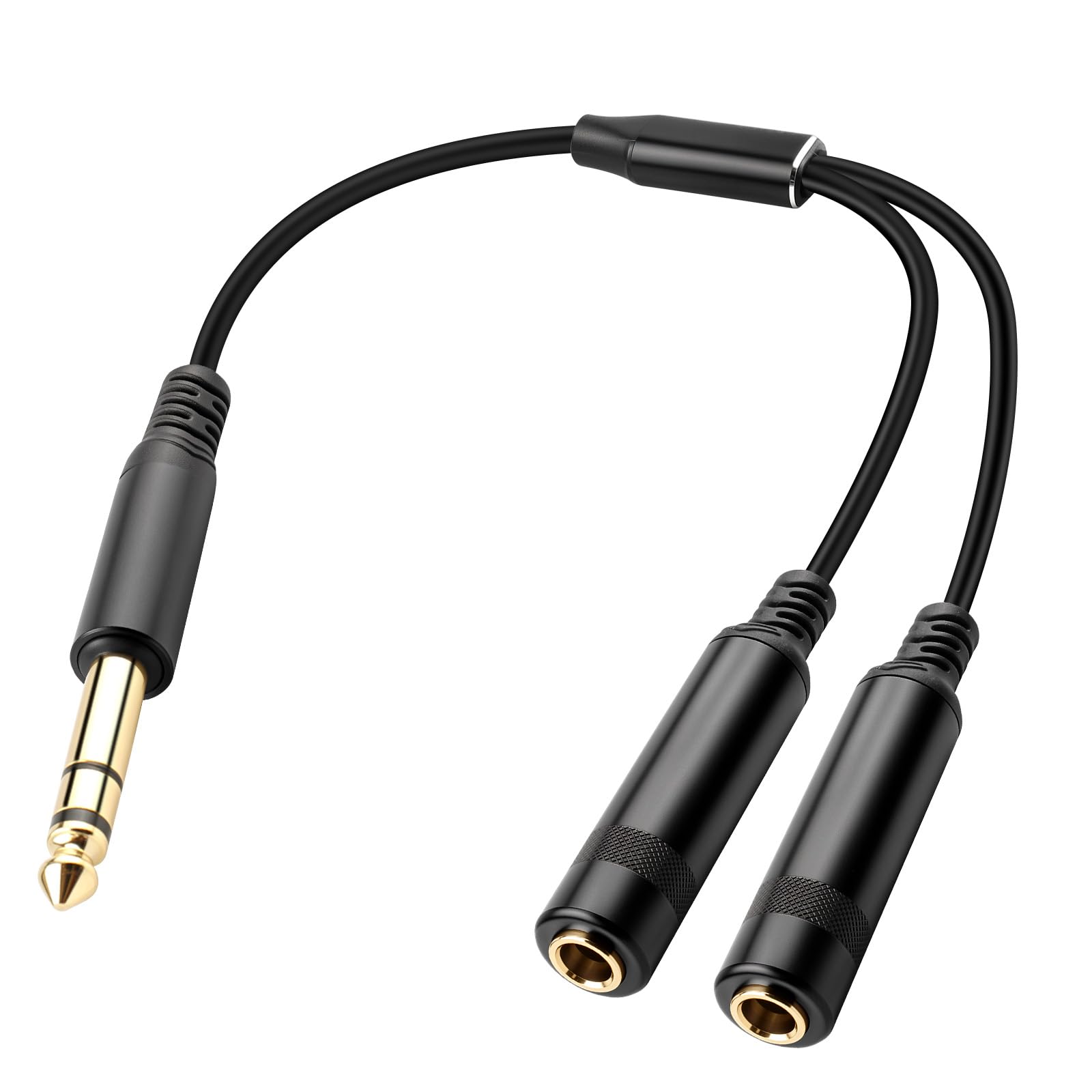 baolongking 15CM 1/4" 6.35mm Stereo Plug/Male to Dual 1/4" 6.35mm Jack/Female Splitter Adapter Cable Converter