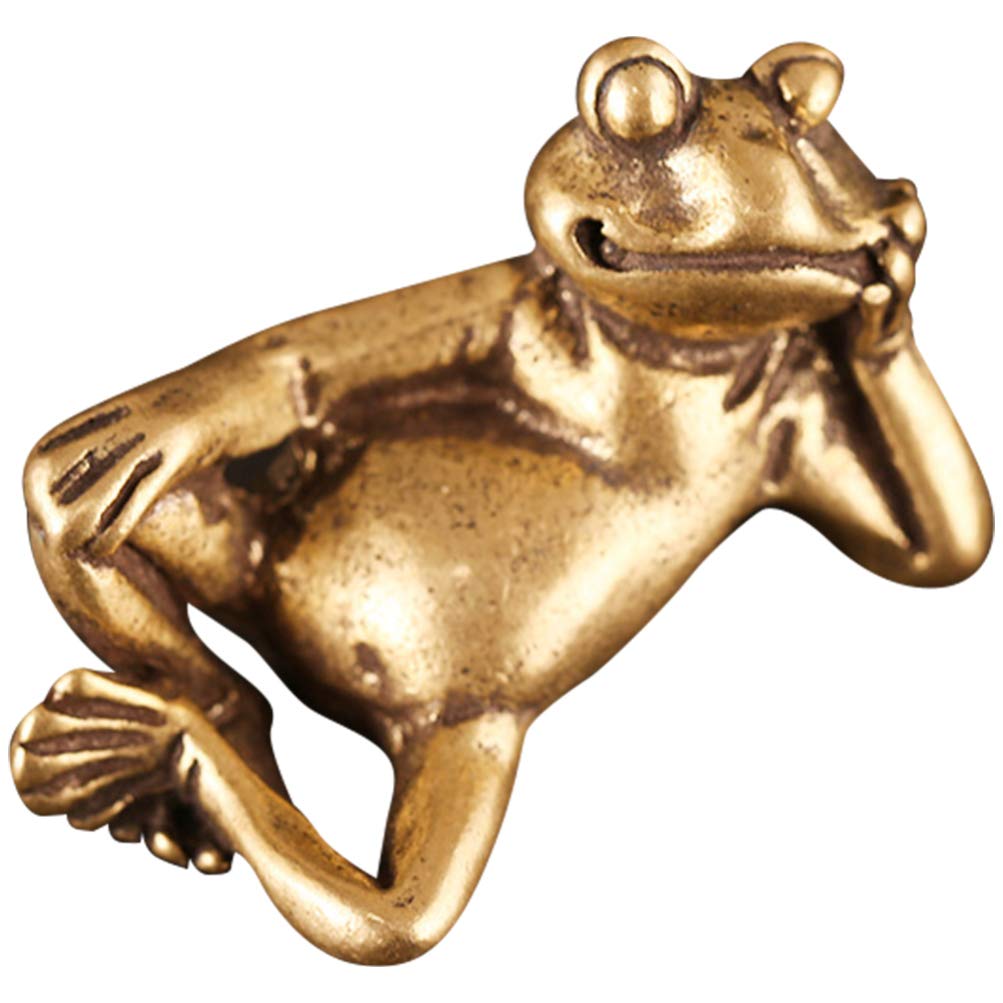 BESPORTBLE Brass Meditation Frog Statue Mini Animal Sculpture Lucky Figurine Abstract Retro Home Decorations Living Room Feng Shui Ornament Sculpture Desk Collection Crafts for Kids