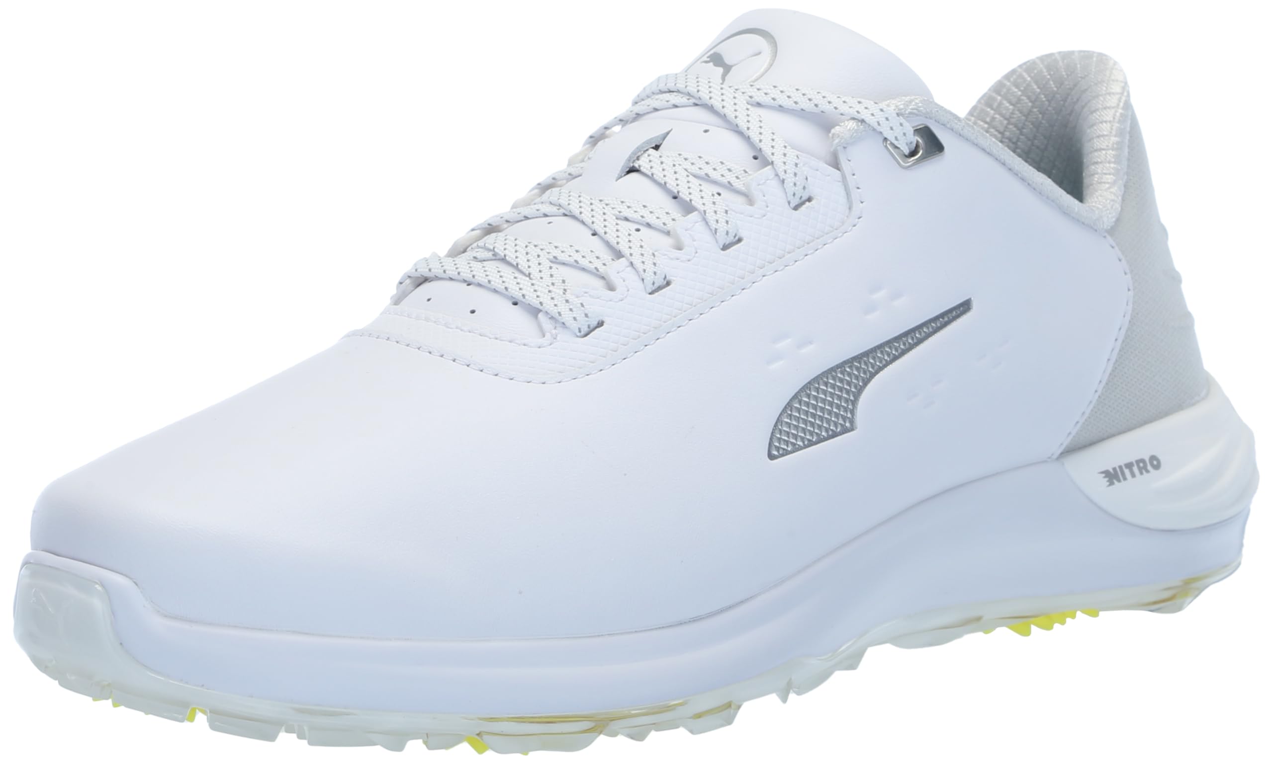 PUMA Golf Men’s PHANTOMCAT Nitro Golf Shoes, Puma White-Puma Silver-Feather Gray, 8.5 Wide