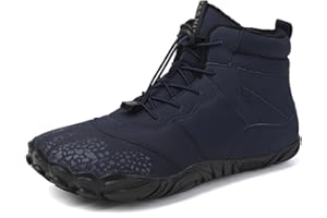YUKTOPA Barefoot Shoes Men's Womens Wide Toe Box Winter Trail Runner Minimalist Zero Drop Sole Cotton Boots Fur Lined Hiking Walking Shoes