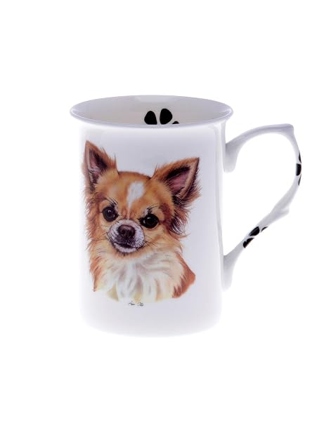 Bb23 Single Bone China Beaker Mug Cup Long Hair Chihuahua Hand