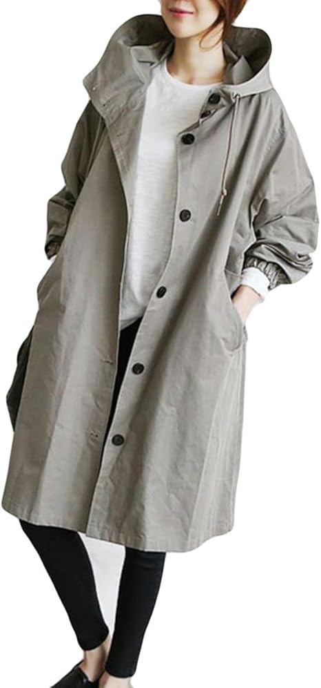 Amazon Yitong レディース ロングコート 春 ジャケット フード付き 薄手 チェスターコート ロング 無地 シンプル ゆったり おしゃれ Bf風 韓国風 ファッション カジュアル コート ジャケット 通販