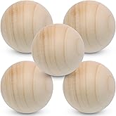 Luomorgo 5 Pcs 2 Inch Unfinished Natural Wooden Balls - Hardwood Round Wood Balls for DIY Crafts Projects