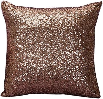 Napoo 2018 Glitter Sequins Pillow Case Cafe Home Decor Throw Cushion Covers (45cm45cm, Coffee)