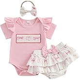 Baby Girl Baseball Outfit Ruffle Short Sleeve Bubble Romper Bow Plaid Tutu Skirt Newborn Summer Clothes Headband 0-18M