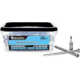 FM FastenMon Composite Deck Screws, #10 x 2-1/2", 100PCS, Natural | 316 Stainless Steel, For PVC &amp; Composite Decking, Flush Finish Cap Head, Reverse Upper Threads, T20 Star Drive, Bit Included