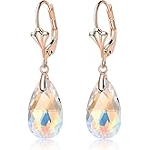 EleQueen Austrian Crystal Hypoallergenic Leverback Drop Gold Tone Dangle Earrings for Women